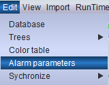 Edit > Alarm