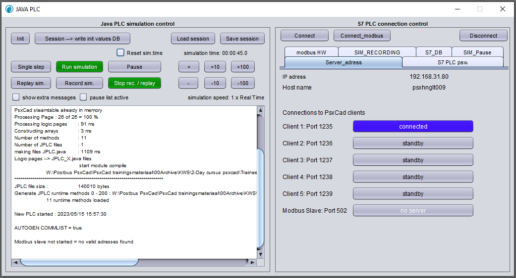 Connection with a client