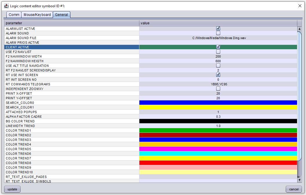 Setting for the client
