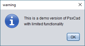 Warning message for demo version